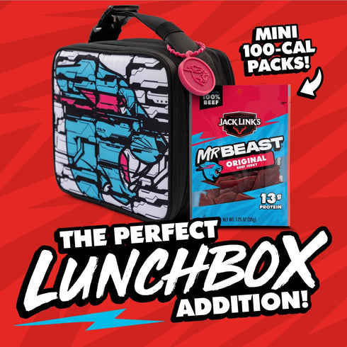 (10 Pack) 1.25 oz 13g 100% Jack Link's x MrBeast Original Beef Jerky - Bags - Ready to Eat Protein Snacks - Protein per