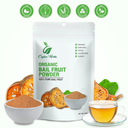 CEYLON HERBS 100% Bael Fruit Powder - Pure, Organic, Wild-Crafted for Traditional Cordials, Teas and Smoothies