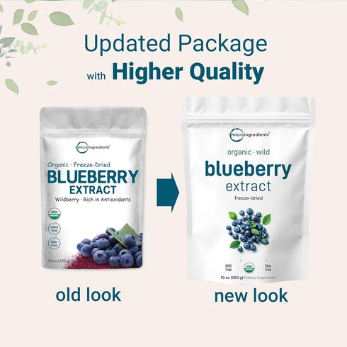 10oz 100% Organic Blueberry Extract Powder, | Natural Fruit Powder | Freeze-Dried Wild Blueberries Source | No Sugar