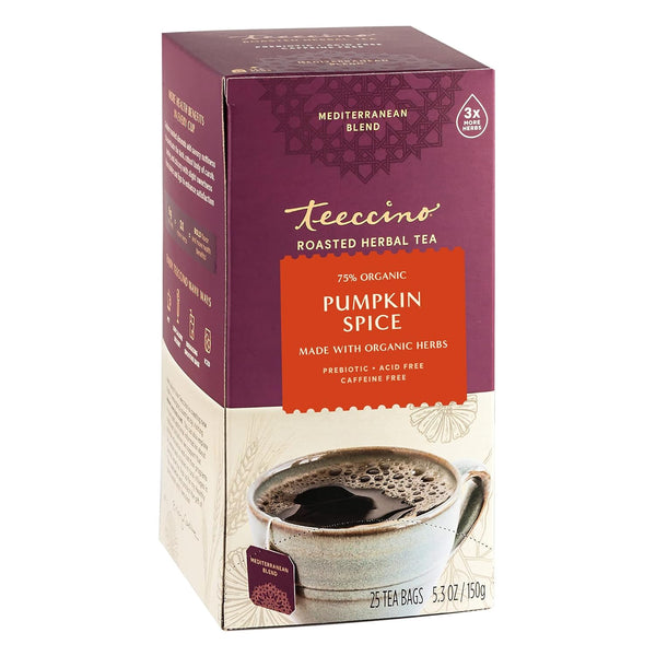 Teeccino Pumpkin Spice Herbal Tea - Rich & Roasted Autumn Harvest Tea