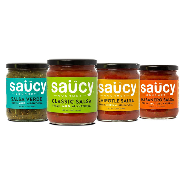 Saucy Gourmet Salsa Variety Pack - Chef-Crafted Premium Mexican Salsas (Classic, Chipotle,