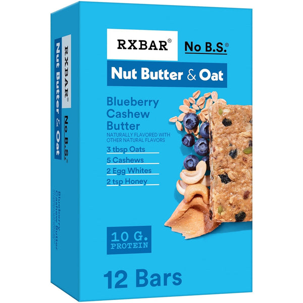 RXBAR Nut Butter and Oat Protein Bars, Protein Snacks, Snack Bars, Blueberry