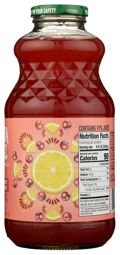 32 Santa Cruz Organic, Cranberry Lemonade, Ounce