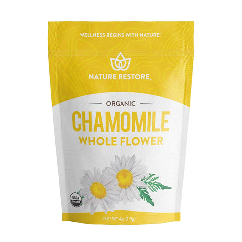 Organic Chamomile Whole Flower, Loose Leaf Tea Leaves, 4oz (Packaging may vary)