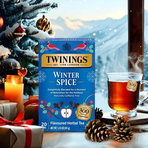 2-Pack 20 Twinings Holiday Sweet & Spicy Tea Variety Caffeinated Tea and Caffeine-Free Winter Spice Herbal, Christmas