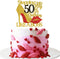 INNORU Gold Red Glitter Stepping into 50 Cake Topper, 50th Birthday Cake Decor for Happy Birthday Party