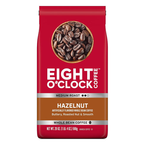 Eight O'Clock Coffee Hazelnut, Medium Roast, Whole Bean Coffee, 20 Ounce 100%