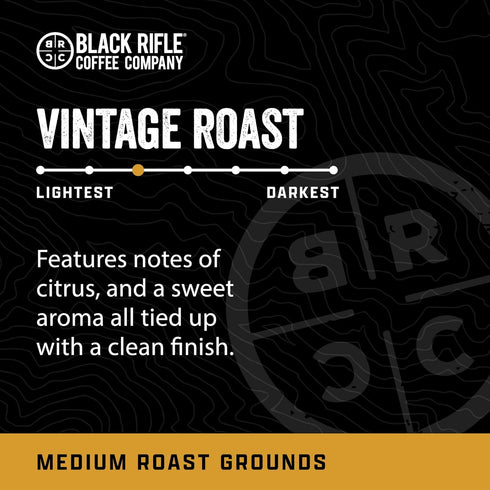 12oz Black Rifle Coffee Company Vintage Roast, Bag, Ground Coffee Medium Roast - Roasted Blend Made from Arabica Beans