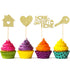 Zonon 55 Piece Home Sweet Home Cupcake Topper, Gold Glitter, New House Welcome Party