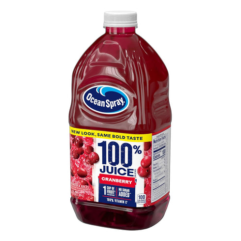100% 64 Oz (Pack 8) Ocean Spray Juice, Cranberry, Fl Bottle