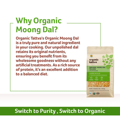 (4 lbs) Organic Tattva Moong Dal - Yellow Split Mung Beans Organic Lentils - Mung Bean Yellow Lentils Dry - High