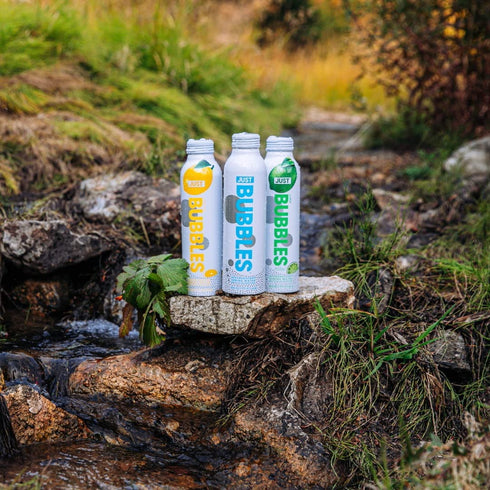 100% 16 Oz (Pack 12) JUST Bubbles Lemon - Pure Premium Sparkling Spring Water in a Fully Recyclable Reusable