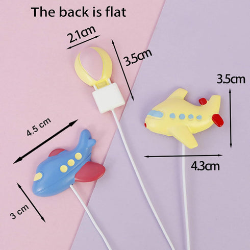 Ercadio 6 Pack Airplane Cake Toppers, 2D Hot Air Balloons Cake Picks for Baby Shower Birthday Party Decorations