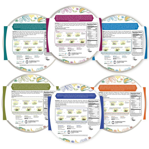Pack Pack (6 Pack) Food Earth Ready to Eat Indian Meals Six Flavor Variety Organic, Microwavable, Premade & Quick Lunch