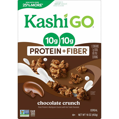 10g 10g 16oz (1 Kashi GO Protein Cereal, Protein, Fiber, Chocolate Crunch, Box Box)