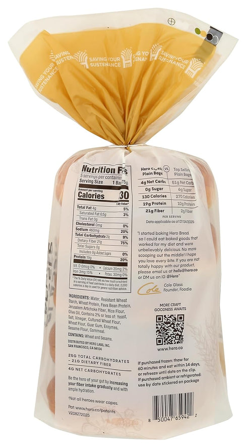 Hero Bread 13.2 , Bagels Plain Classic, Ounce