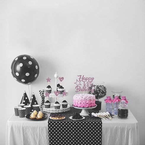 Purple Glitter Happy 14th Birthday Cake Topper with Cupcake Toppers for Boys or Girls (14th)