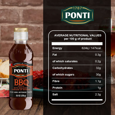1787 8.8 Fl.Oz PONTI Premium BBQ Glaze with Balsamic Vinegar of Modena - Sensations with Marinades, Intense Taste