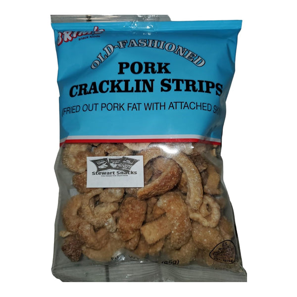 Brim's OLD- FASHIONED PORK CRACKLIN STRIPS 3oz/ 4pk