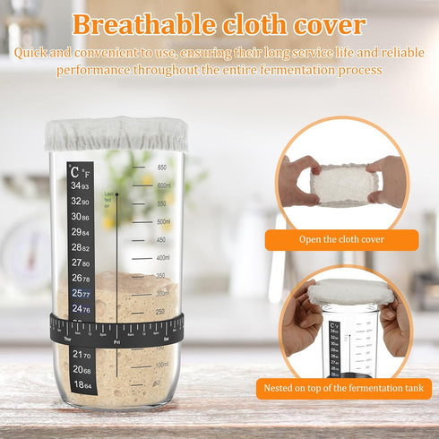 ZJRDYYK 7PCS Set, Sourdough Starter Jar Kit Replacement No Jar Included, Sourdough Date Marked Feeding Band, Sourdough
