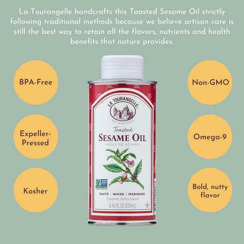 La Tourangelle Toasted Sesame Oil - Great for Cooking, Add to Noodles, Stir-Fry, 8.45 Fl Oz