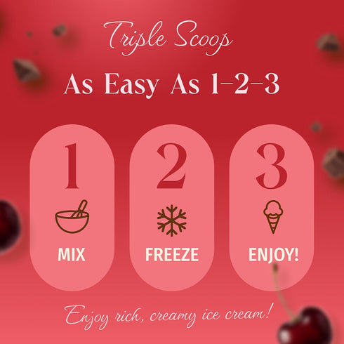 5 2 (1 Pack, Triple Scoop - Premium Cherry Choc Chip Ice Cream Mix For Ice Cream Maker. Simple, Easy, Delicious. From