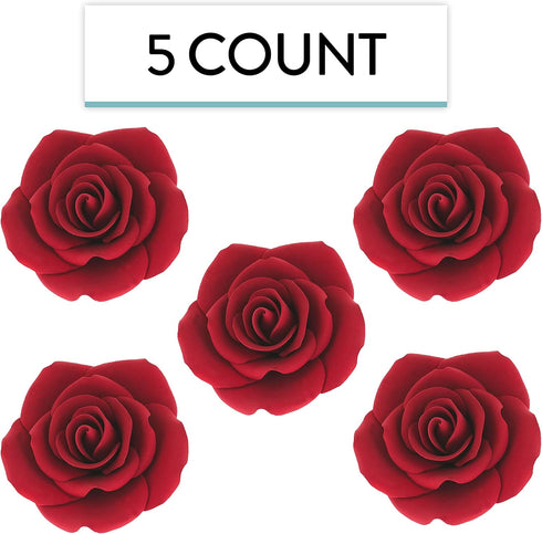 5 inch 1 Count Global Sugar Art Rose Sugar Cake Flowers Jumbo Deep Red, by Chef Alan Tetreault