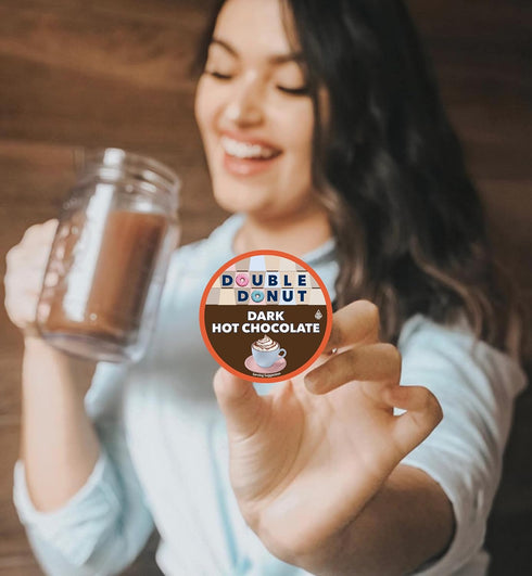 24 Count Double Donut Coffee Dark Hot Chocolate Pods for Keurig K Cups Brewers, Single Serve Dark Hot Cocoa Pods