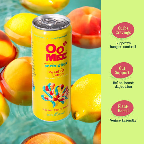 Pack| 12oz 12-Pack OoMee Prebiotic Drink | Variety Plant-Based Vegan Beverage with Marine-Sourced Agar Prebiotics