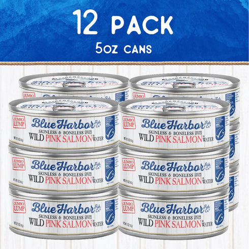 5 oz (Pack 12) Blue Harbor Fish Co. Wild Pink Salmon in Water with Sea Salt - Can