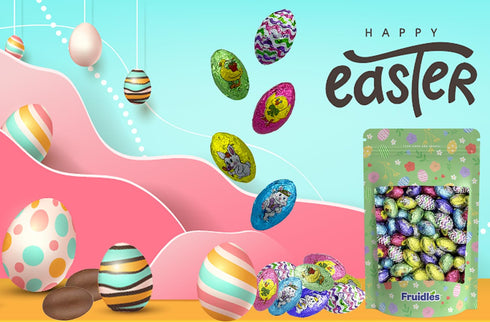 50 Easter Double Crisp Chocolate Eggs Half-Pound, Happy Easter Day, Party Bag Fillers, Individually Wrapped, Approx.