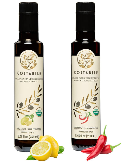 Chili infused & Lemon Infused Extra Virgin Olive Oil. All-natural olive oils.