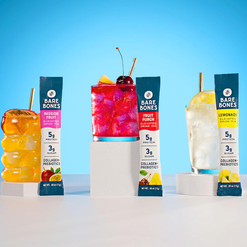 Packs 5g 16 Packets (.60 oz) Bare Bones Passion Fruit Elevated Drink Mix | Light & Flavorful | Gluten-Free & Naturally