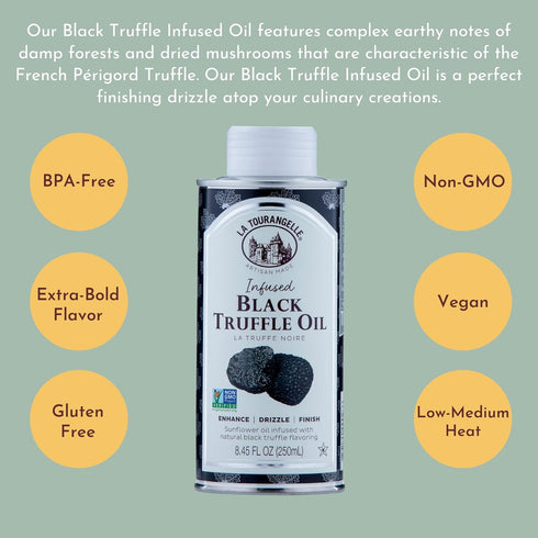 8.45 Oz La Tourangelle, Black Truffle Oil, Complex Gourmet Earthy Flavor for Drizzling over Pasta, Popcorn, Vegetables