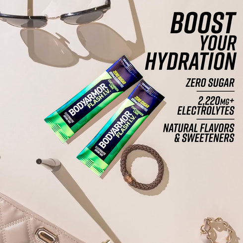 Packets, Packs, (6 Count) (Pack 2) BODYARMOR Flash IV Electrolyte Cucumber Lime - Zero Sugar Drink Mix, Single Serve