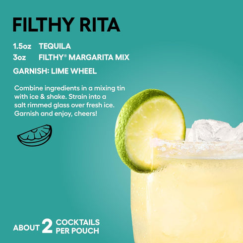 100% 8 Oz 6 Pack Filthy Margarita Mix, Premium Cocktail Mixer, All-Natural, Non-GMO, Vegan & Gluten-Free, Made
