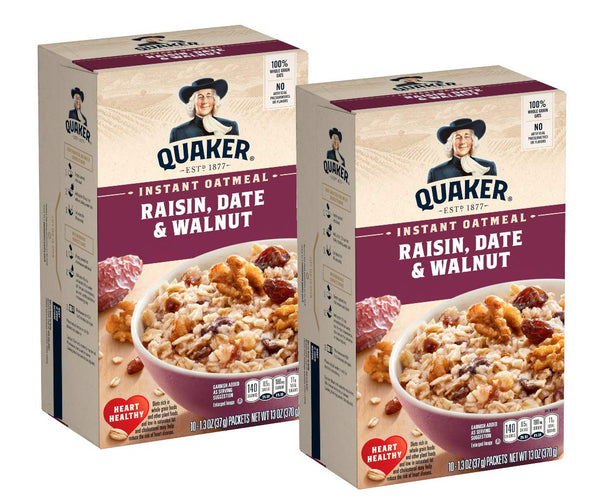 Quaker Raisin, Date & Walnut 100% Whole Grains Fiber Instant Oatmeal -