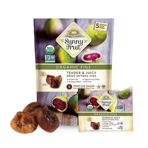 6 (30 Packs) Packs Sunny Fruit Soft Organic Turkish Dried Figs - Bags Individual Portion | No Preservatives, No Sugar