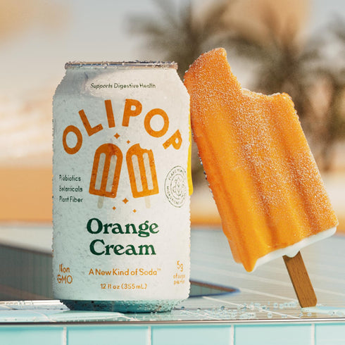 Packed 12oz (12-Cans) OLIPOP Prebiotic Soda Pop, Orange Cream, A New Kind of Soda with Prebiotics, Fiber