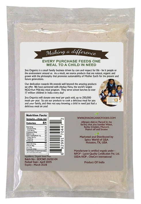 2 100% Jiva Organics Organic Sorghum Flour Pound Bag - Jowar Flour, Natural & Non-GMO