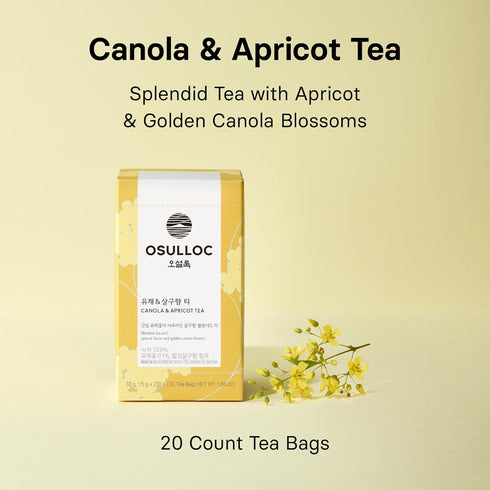 OSULLOC Canola & Apricot Tea - Premium Blended Tea from Jeju, 20 Count Tea Bag Series