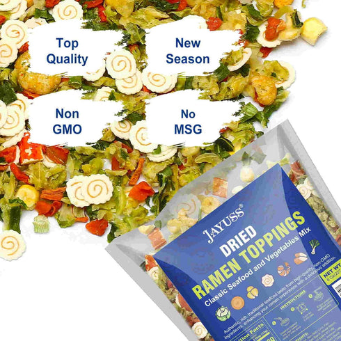 Jayuss 8 Oz, 227G Ramen Toppings Classic Seafood and Vegetables Mix Traditional Dried Ramen Toppings, Fresh Dried