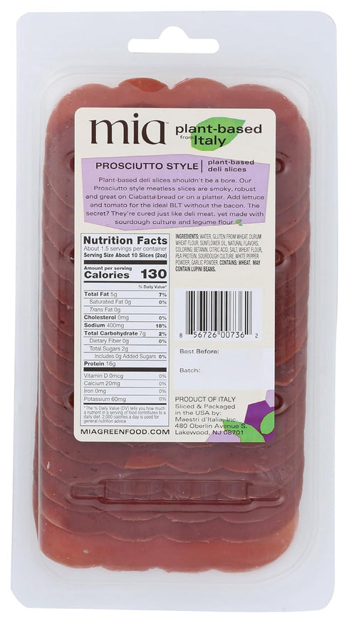 MIA 2.5 OZ Green Food Plant Based Prosciutto Style Deli Slices