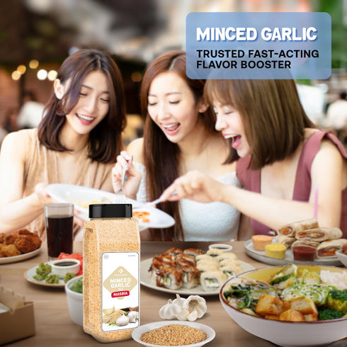 18 Oz 100% Dependable Foods Minced Garlic Jug - Kosher, Non-GMO, Dried Garlic Granules - Perfect Seasoning for Sauces