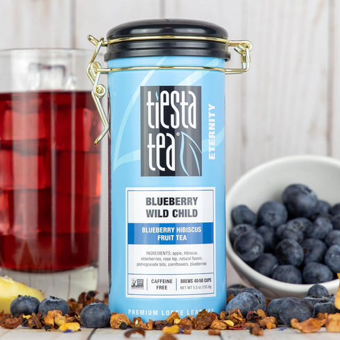 50 5.5 Tiesta Tea Blueberry Wild Child, Loose Leaf, Blueberry Hibiscus Herbal Tea, Premium Non-Caffeinated Blend, Make