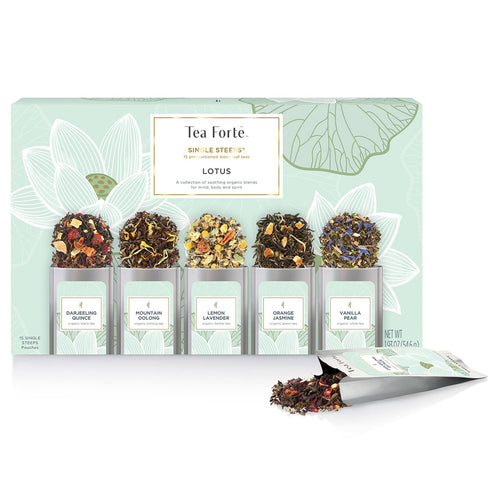 Tea Forte Single Steeps Loose Leaf Tea Sampler, Assorted Variety Tea Box,