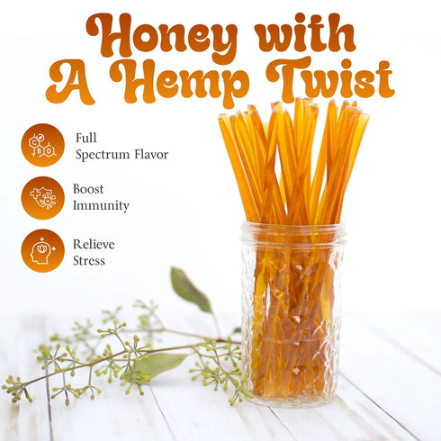 MOWI WOWI 100% Pack 10 Hemp Honey Straws - USA Pure, Raw, Unfiltered Honey - Infused with Hemp Oil, Non-GMO