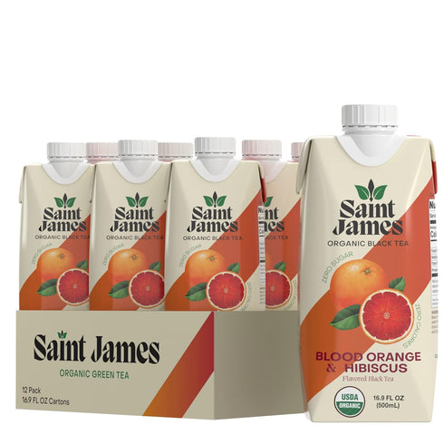 Saint James Iced Tea | Blood Orange Organic Green Tea | Organic, Non-GMO Green Tea, 12