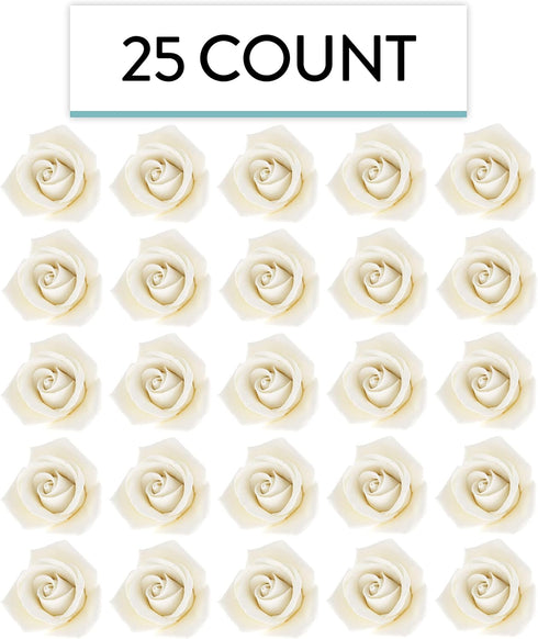 2 Inch, 25 Count Global Sugar Art Peace Rose Sugar Cake Flowers White by Chef Alan Tetreault