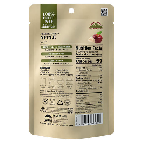 15g Himalayan Chef Freeze-Dried Fruit Freeze-Dried Apple, Healthy Organic Fruits Snacks for Kids & Adults | Baby